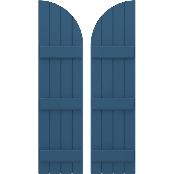 Ekena Millwork Americraft 4-Board (3 Batten) Wood Joined Board-n-Batten Shutters w/ Arch Top, ARW401BQ414X77HBH, PR ARW401BQ414X77HBH - main